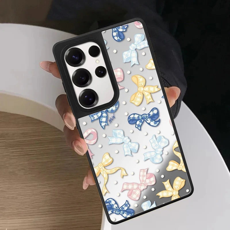 

Colorful Graffiti Bow Mirror Surface Magnetic Phone Cover for Samsung Galaxy S23 S24 S25 S26 Ultra S26+ Plus Case