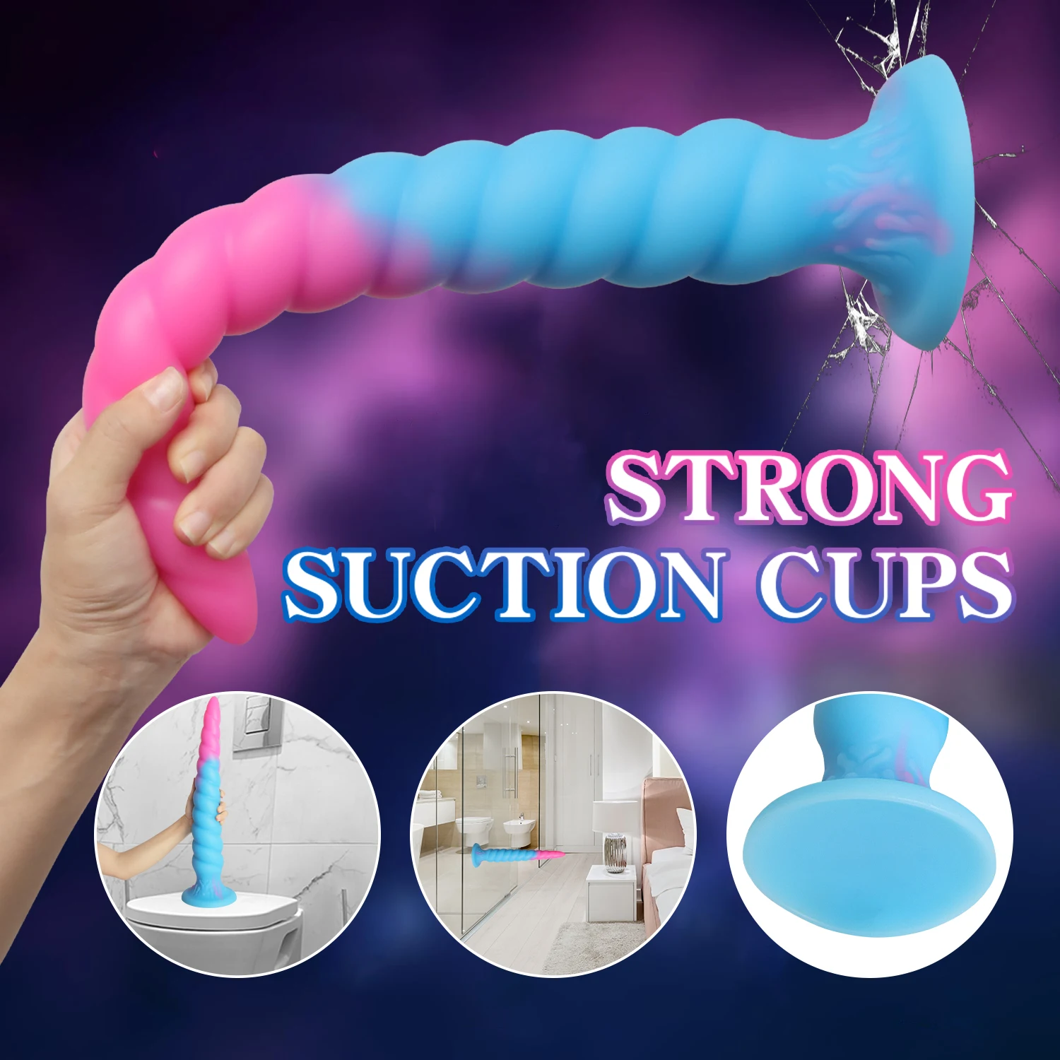 Long Luminous Anal Monster Buttplug with Strong Suction Cup Large Soft Silicone Butt Plug Prostate Massage Masturbator Sex Toys