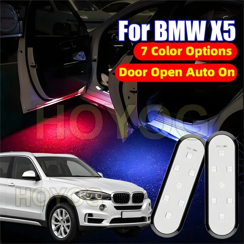 For BMW X5 2013-2018 Wireless LED 1-4pcs Car Door Welcome Lamp for Ground Lighting with Type-C Charging