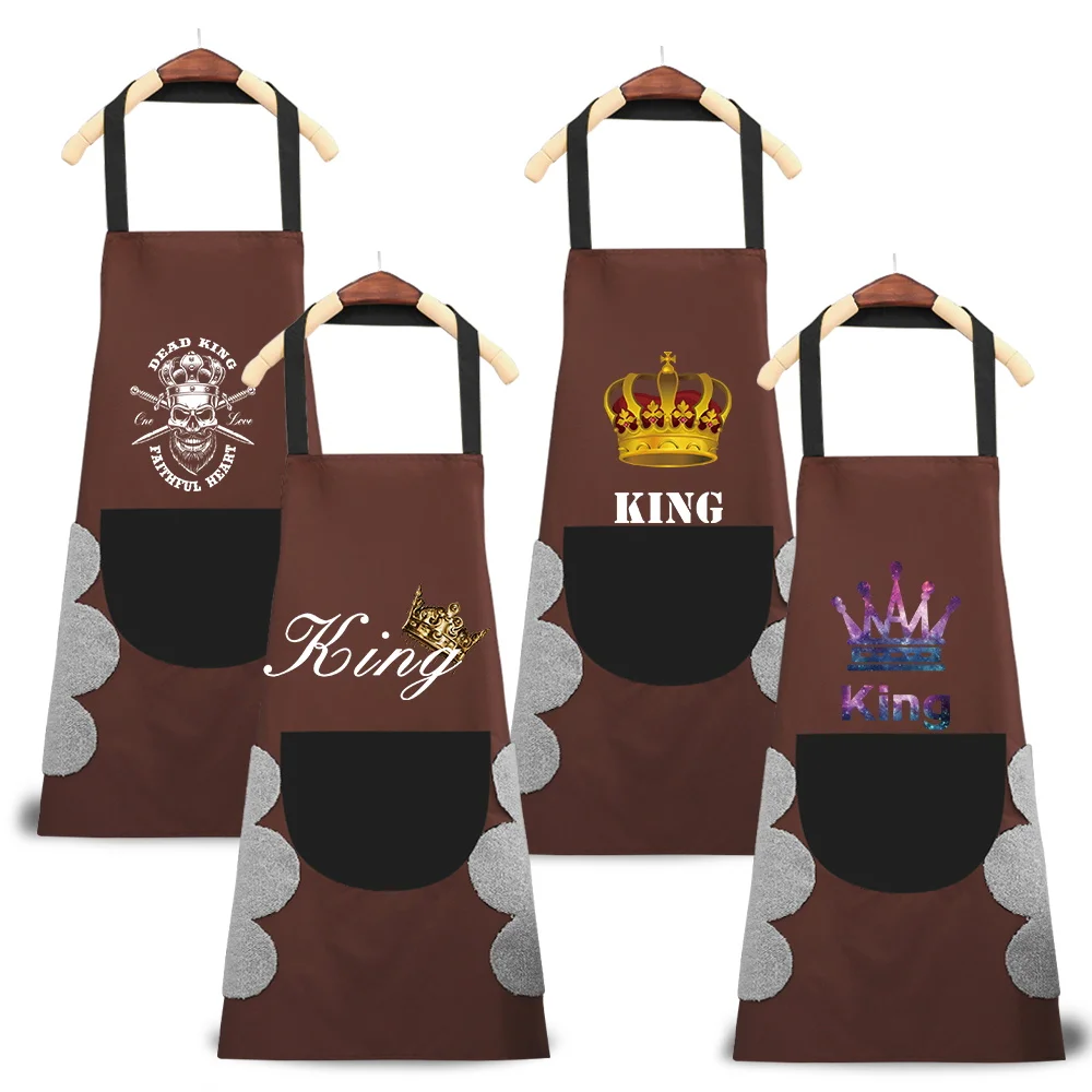 

Apron Kitchen Waterproof and Oil Resistant Aprons for Men/women Cooking Printing King Pattern Simple Work Clothes