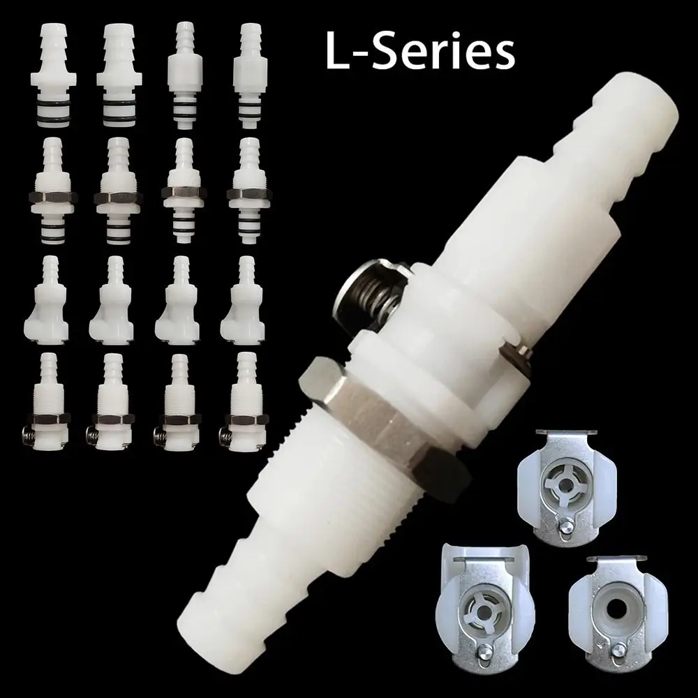1Pcs Disconnect Fitting Coupling Hose Joint Tube Connector Quick Shut-Off Hose Barb Valved Male Female L-Series Quick Coupler
