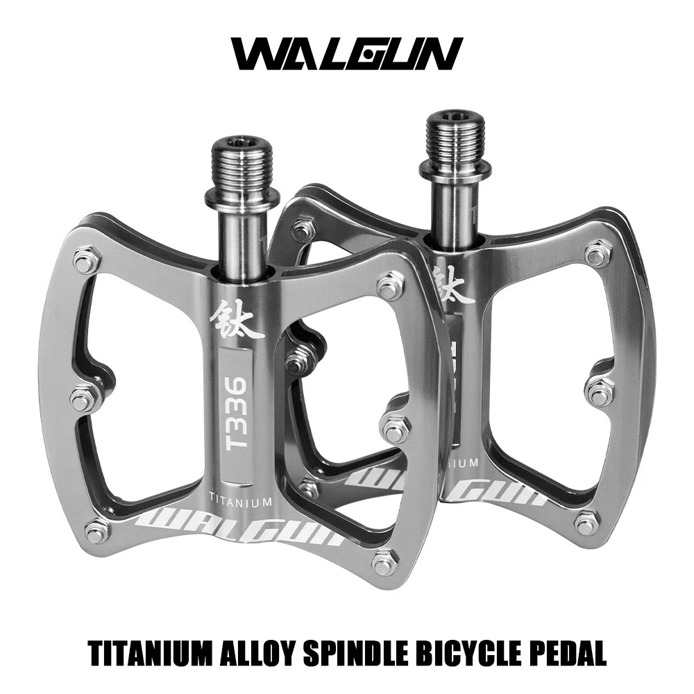

WALGUN 3 Bearing Bicycle Pedals Ultralight 111g Titanium Alloy Axle Flat Pedal Anti-slip Mountain Road Bike Pedals Cycling Parts