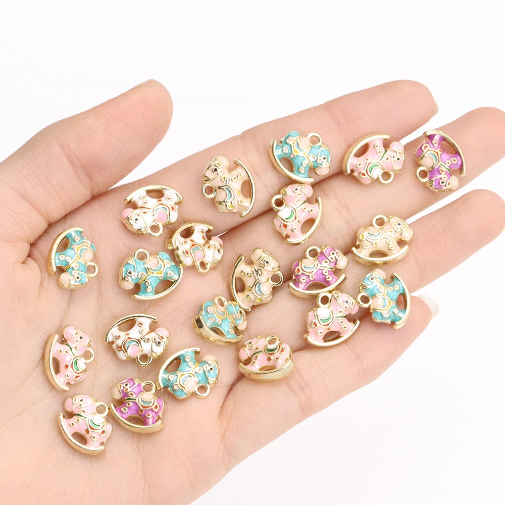 10Pcs Fashion Cute Enamel Pony Horse Charms for Jewelry Making Necklace Earrings Bracelet Pendant DIY Accessories Supplies