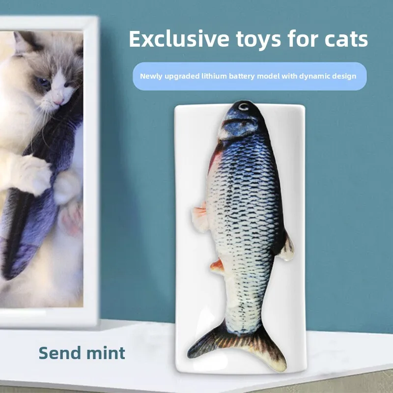 

2026 New USB Rechargeable Moving Fish Cat Toy, Interactive Automatic Jumping Kitten Teaser, Lifelike Toy for Indoor Cats Exercis