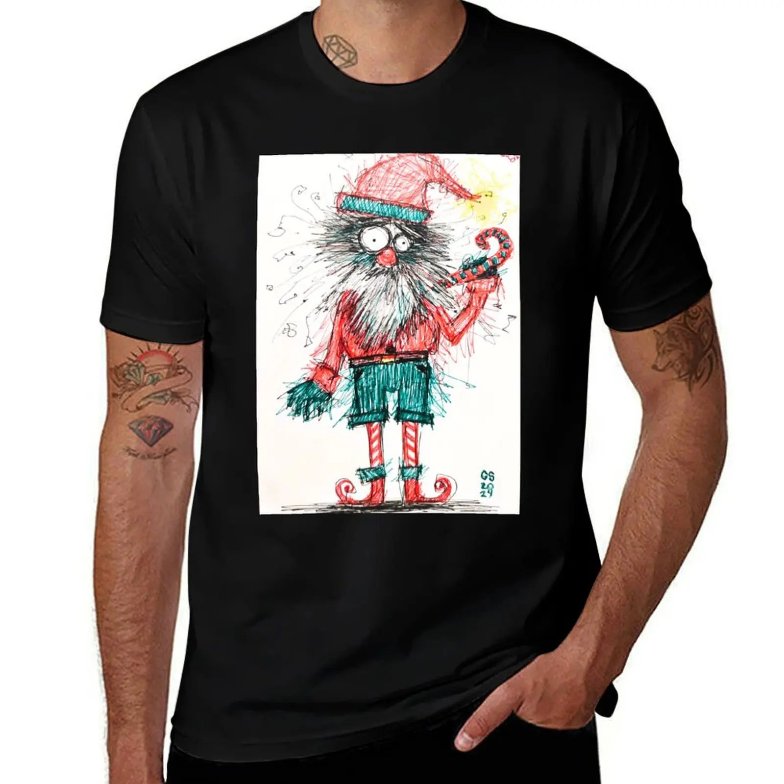 Stressed Santa T-Shirt Sporty Breathable Short Sleeve T-Shirt
