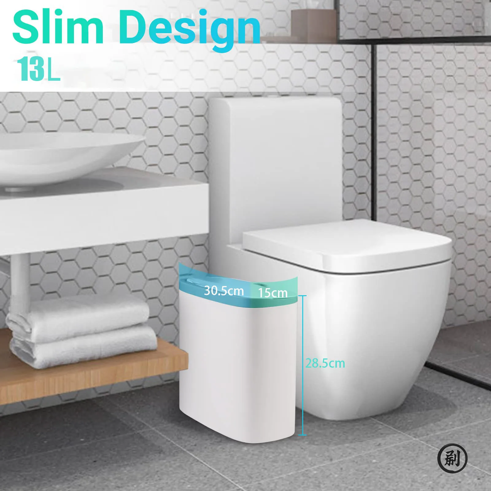 

Automatic Bathroom Trash Can with Lid, Touchless Small Trash Can, Motion Sensor Waterproof Slim Garbage Can for Kitchen, Bedroom