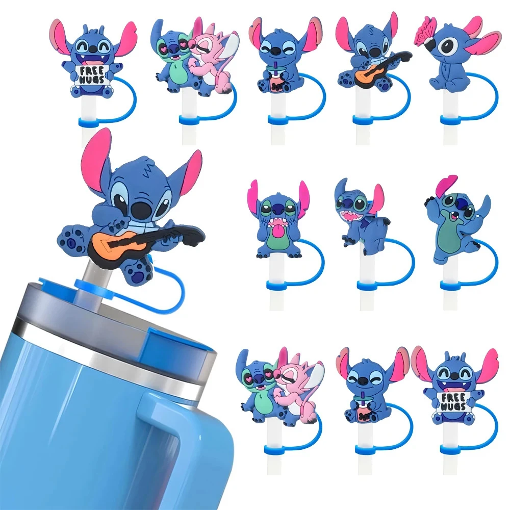 

1-8Pcs MINISO Disney Stitch Straw Cover Cap Cartoon Drink Straw Plug Reusable Dustproof Splash Proof Drinking Cup Straw Cap Gift