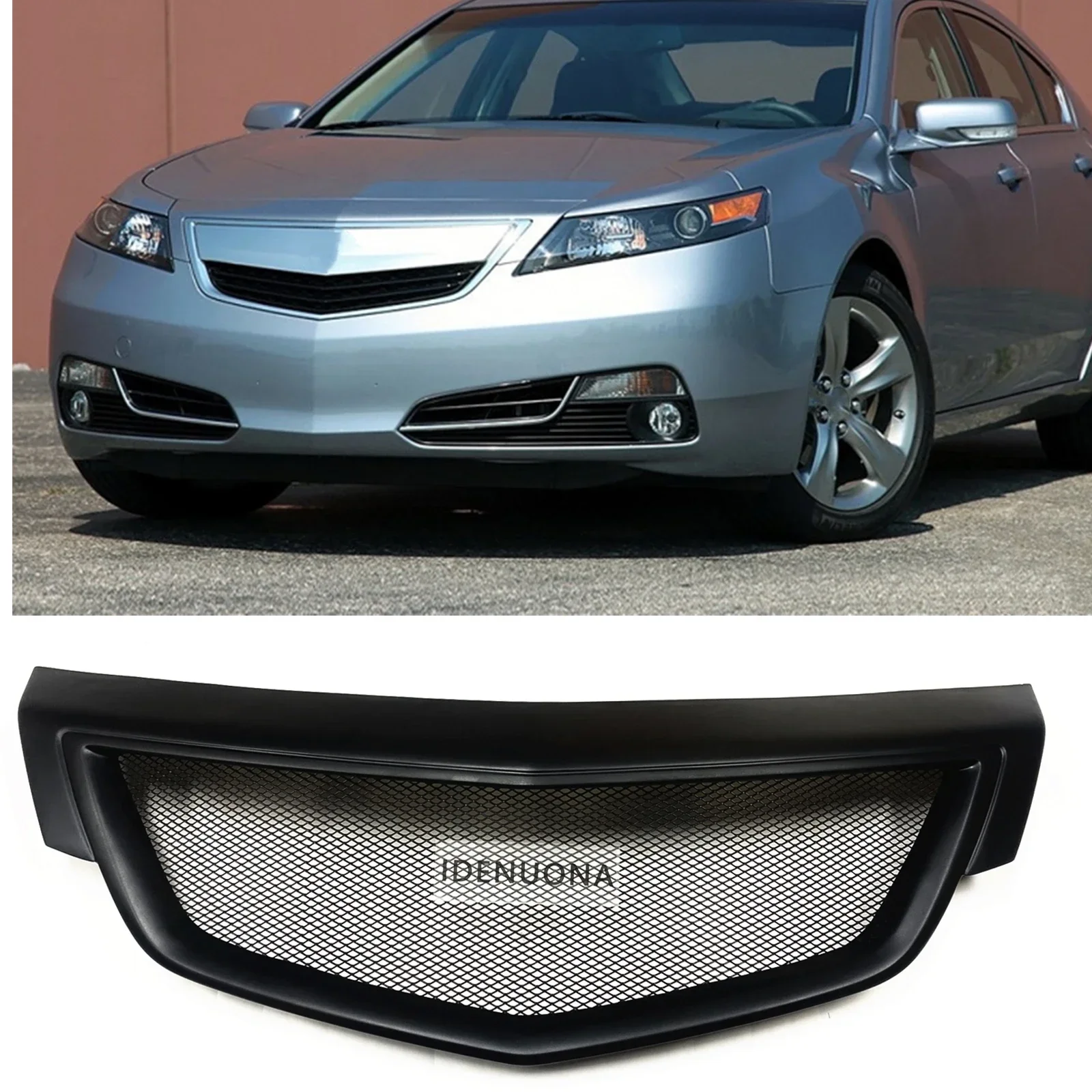 New！ Front Grille Grill For Acura TL 2012 2013 2014 4 Door Fiberglass/Carbon Fiber Honeycomb Style Car Upper Bumper Hood Mesh Gr