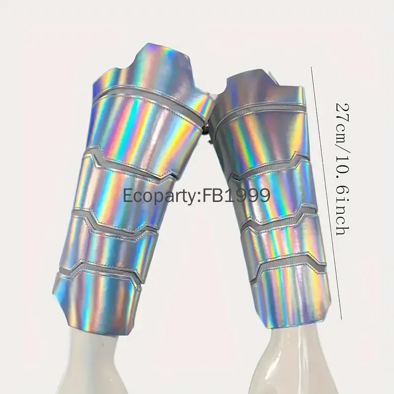 Männer Mittelalter Cosplay PU Leder Rüstung Armstulpen Schnürung Silber Piraten Ritter Handschuh Armband Armschiene Steam Punk Zubehör