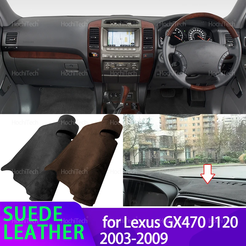 

Замшевый кожаный коврик с защитой от УФ-излучения 2006 2007 2008, черный чехол для приборной панели, солнцезащитный козырек, нескользящий коврик для J120 Lexus GX470 2003-2009
