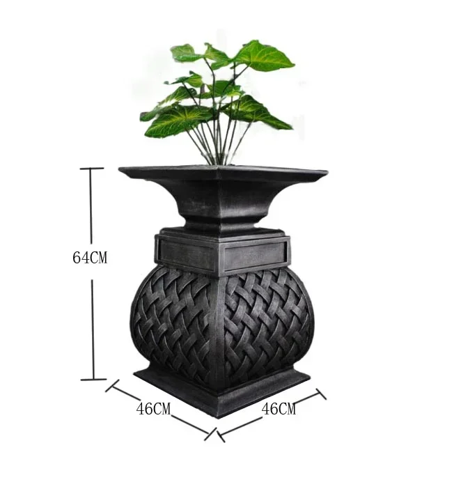 Grp Flowerpot Black High-End Villa Courtyard Garden Planting and Storage Multi-Functional European Style home accessories