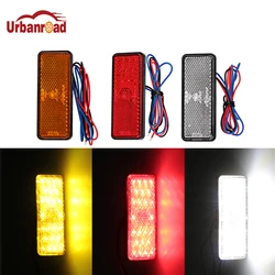 Urbanroad 1Pcs Motorcycle Reflector Tail Brake Rectangle Turn Signal Light Lamp 24 LED Reflectors for Truck Side Warning Lights