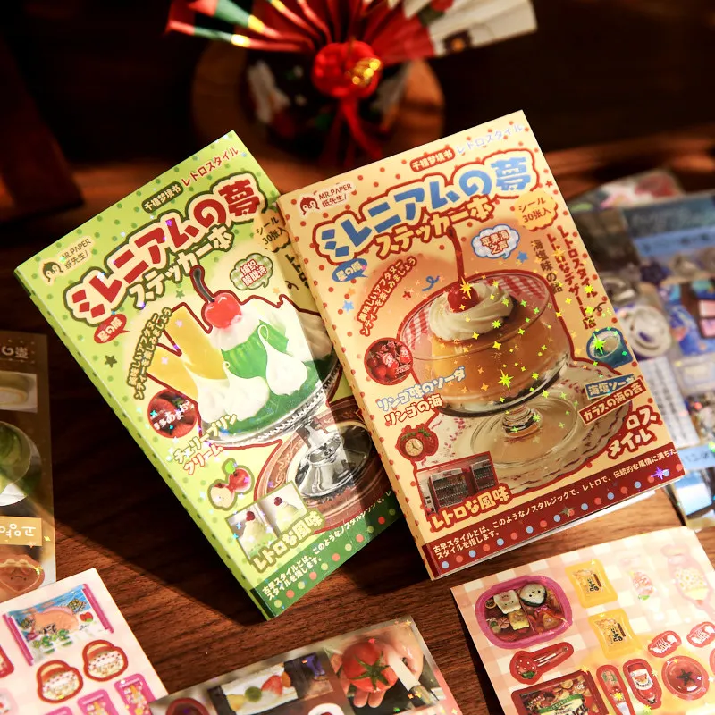 Pegatinas Decorativas Japonesas de la Serie Comida Retro para Restaurantes, Estilo DIY