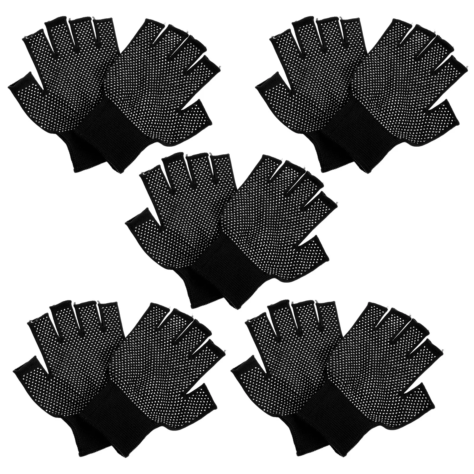 

5Pairs Breathable Winter Fingerless Work Gloves Non-Slip Grip Half Finger Gloves for Driving Cycling Hiking Outdoor
