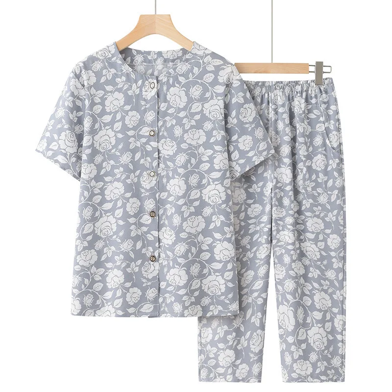Middle Aged Mother Two-piece set XL-6XL Plus Size Homewear summer Hot Sale Pajamas Set Short Sleeve Conjuntos De Pijama Feminino