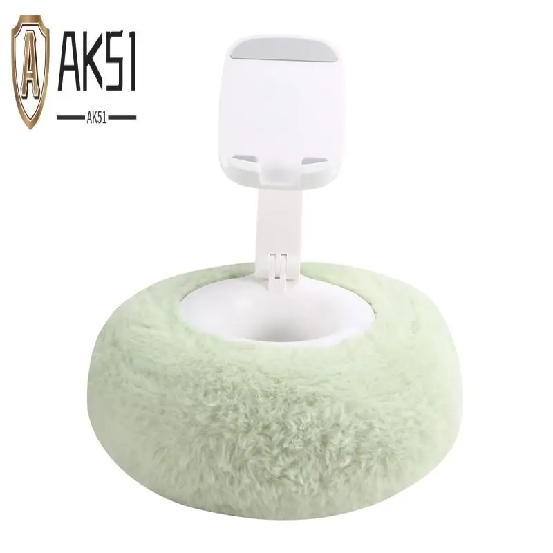 

AK51-Adjustable For Kindle Pillow Stand Reading Support With Fuzzy Bowl 360° Phone Holder For Bed