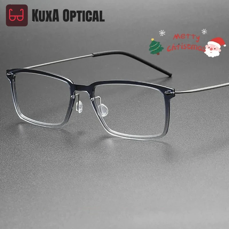 KUXA Ultra Light Screwless Design Eyeglass Frames For Men Nylon Titanium Rectangle Optical Glasses Frame Myopia Spectacles