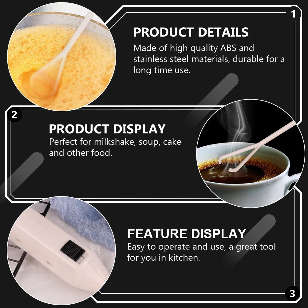 

2 Pcs Electric Milk Frother Mini Coffee Mixer Handheld Plastic Egg Beater ABS Stainless Kitchen Tool Gift