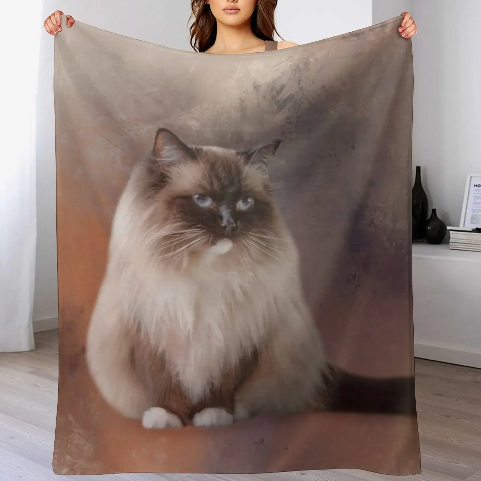 

Chocolate Point Ragdoll Cat 01 Throw Blanket blankets ands Quilt Baby Custom Blankets