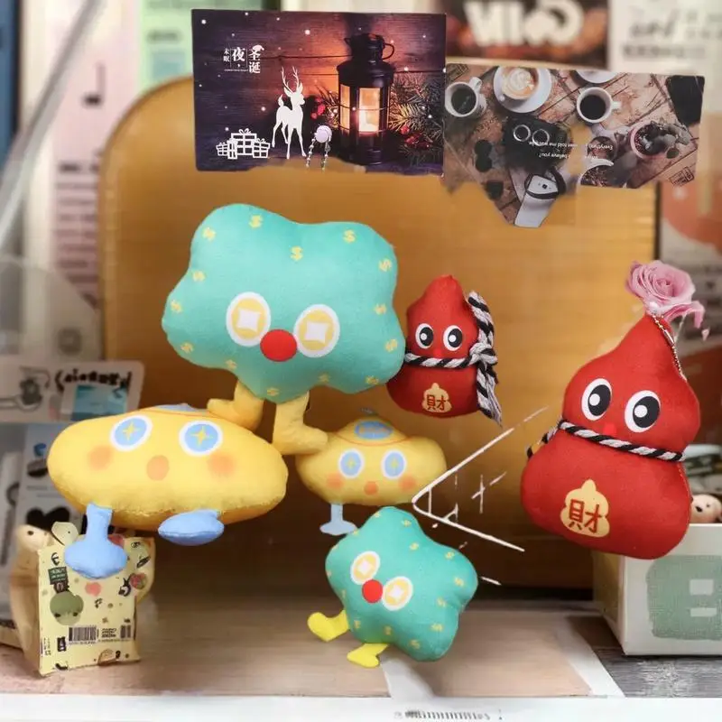 Kawaii Lucky Gourd Ingot Plush Keychain Pendant Cartoon Fortune Tree Stuffed Doll Keyring Bag Charms Bag Hanging Decor Gift