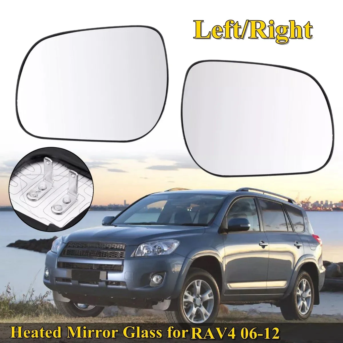 for Toyota RAV4 2006 2007 2008 2009 2010 2011 2012 2Pcs Car Heated Rearview Side Mirror Glass with Base