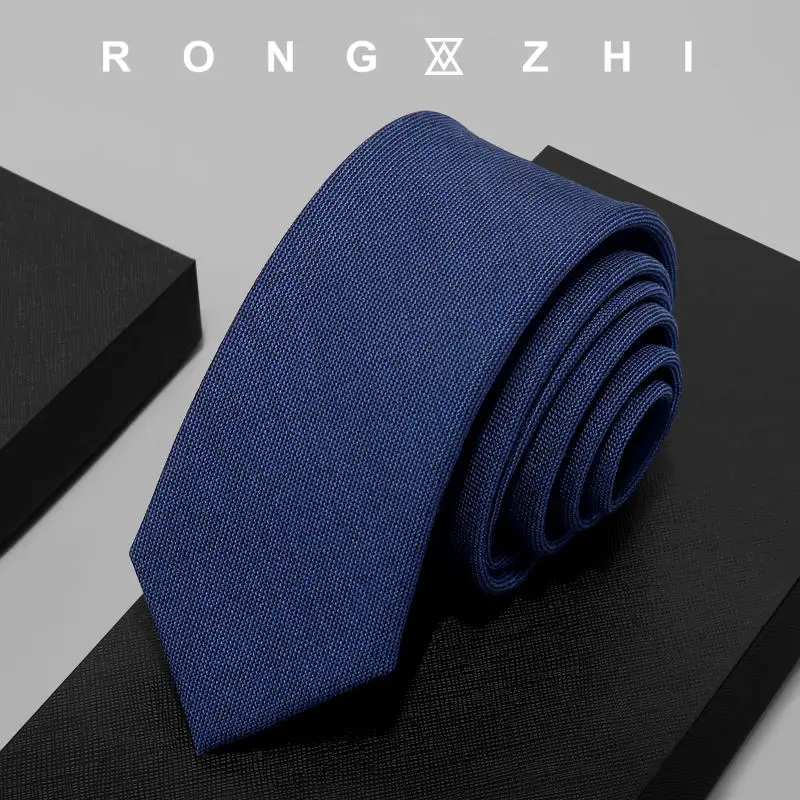 Blue Wool Tie For Men's Formal Wear Business 6cm Fashionable British Personality Narrow Tie Slimming Korean Version Small Tie