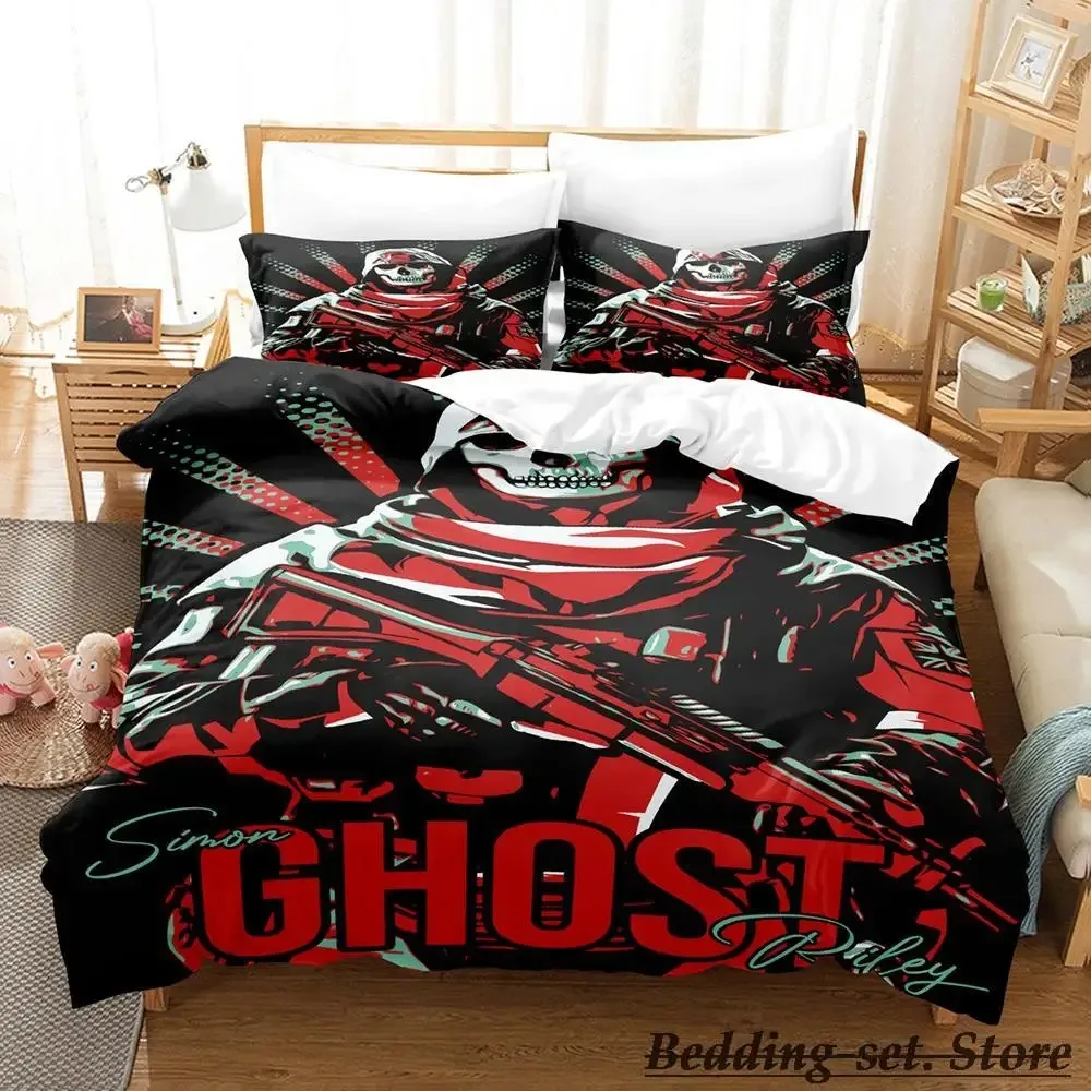 Game Call of Duty Simon Ghost Riley Bedding Set Cartoon Anime Three-piece Set Adult Kid Bedroom Duvetcover Sets 3D Shooting Game