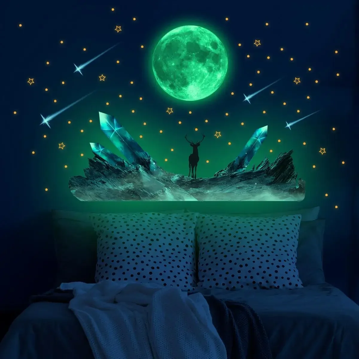 Decals Wall Sticker Bedroom Home Décor Living Room Glow In The Dark Luminous Moon Stars Accessories Art Ceiling