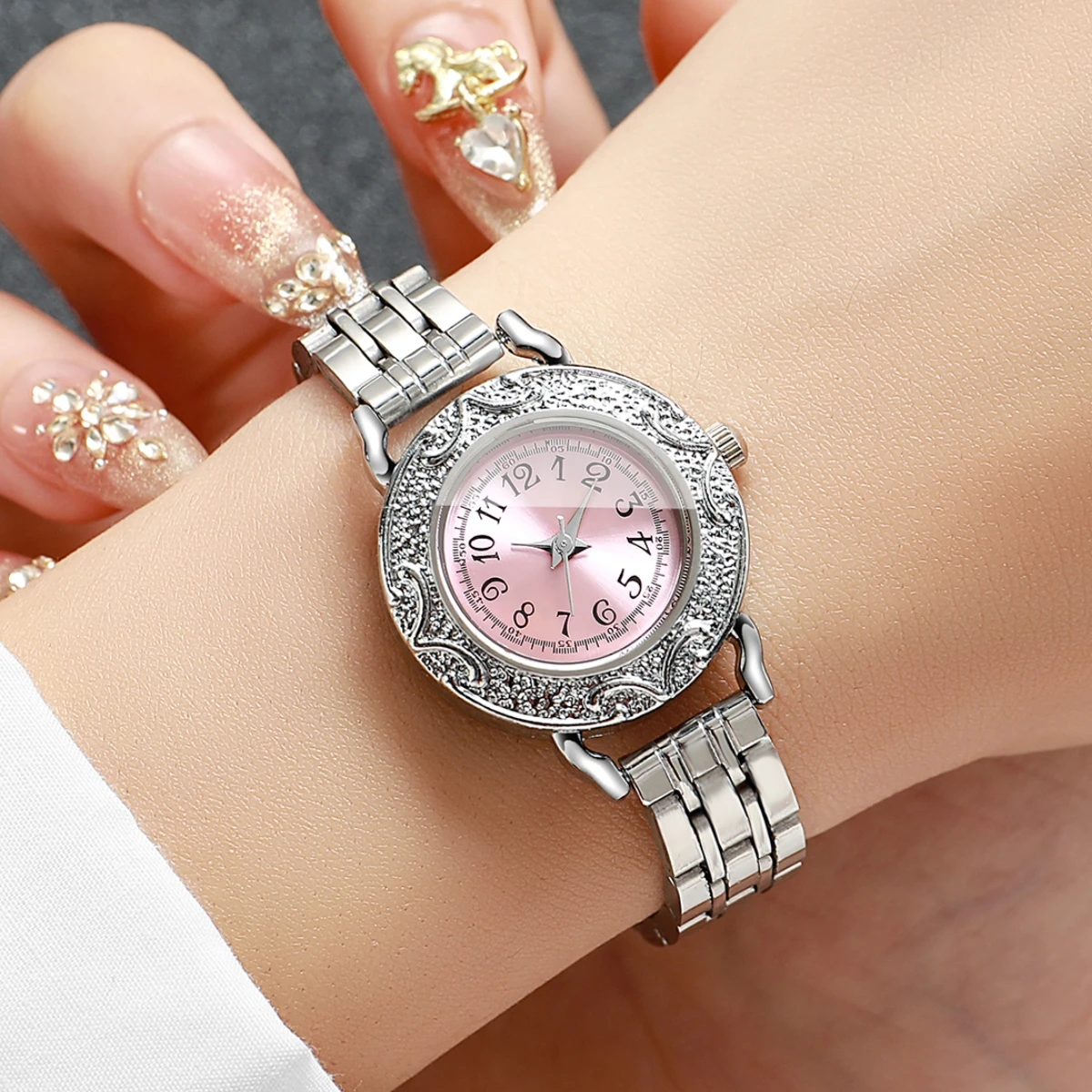 นาฬิกาข้อมือผู้หญิงหน้าปัดสีชม - Jewelry Watches Silver บทวิจารณ์และราคา
