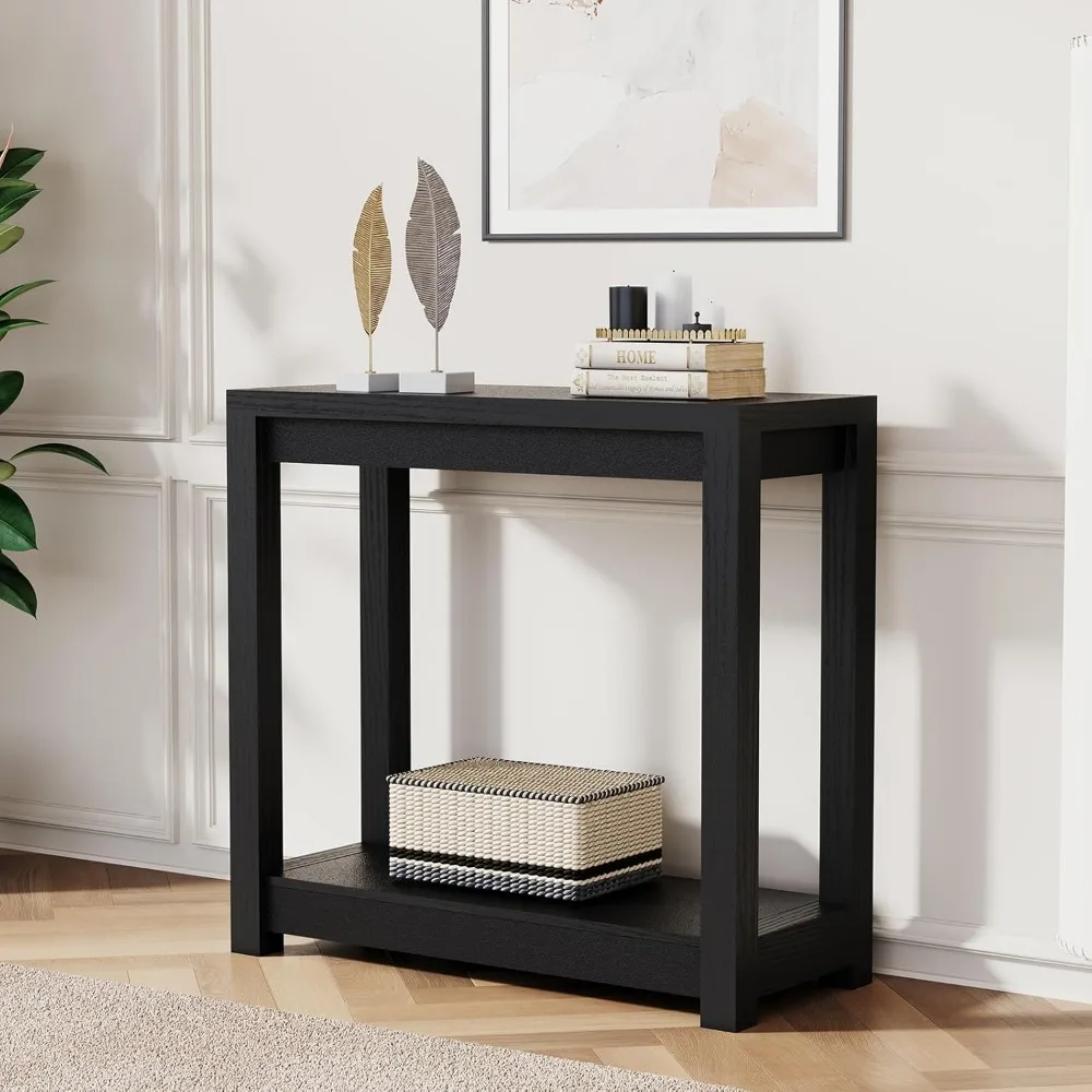 

Sturdy 32 Entryway Table, Long Narrow Console Table with Shelves, Farmhouse Wood Sofa Table Behind Couch, Rustic Entry Table for