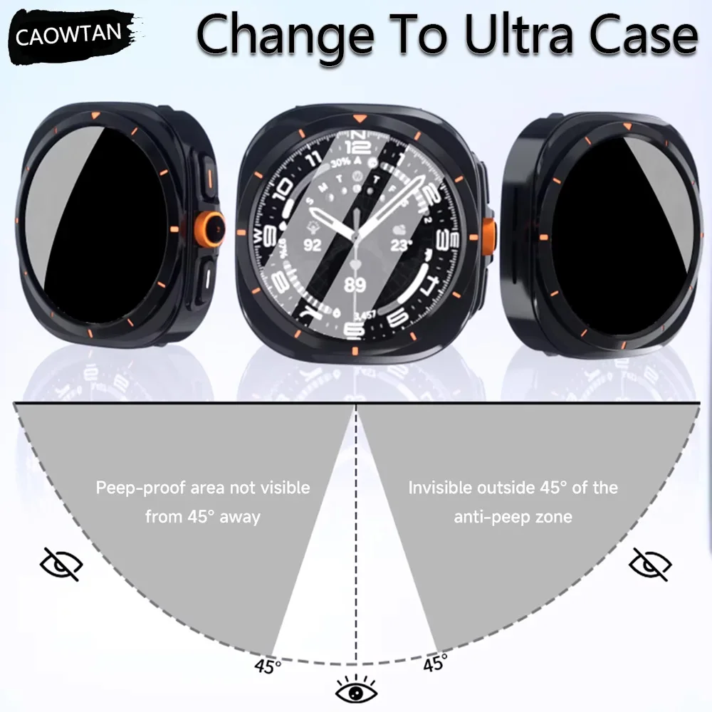 Anti-peep Case for Samsung Galaxy Watch 7 6 40mm 44mm Change To Galaxy 7 Ultra 47mm Privacy Film Tempered Glass Screen Protector