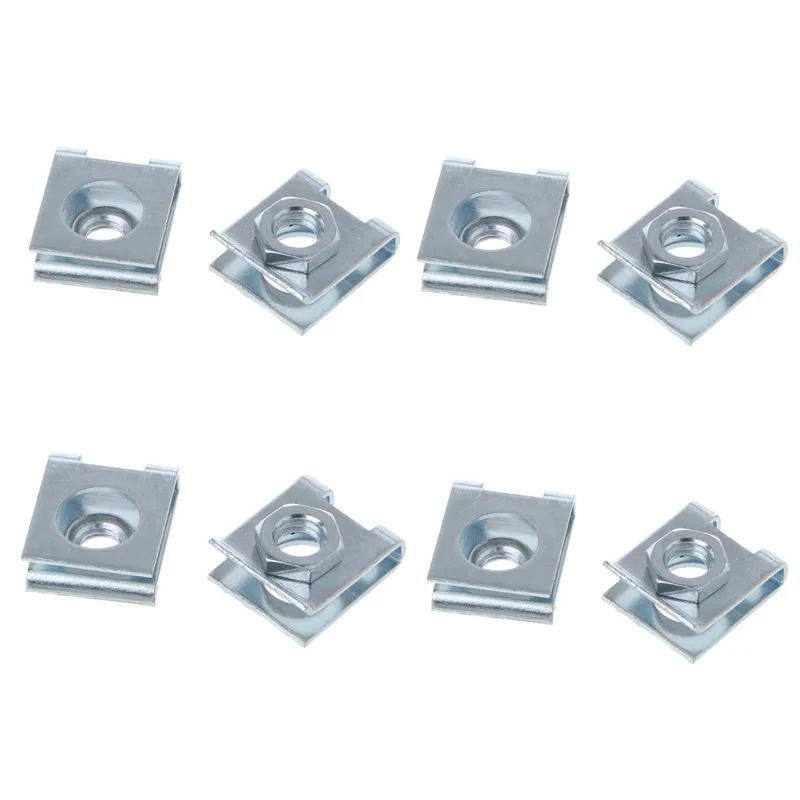 4/8Pcs Universal Car License Plate Fastener Retaining Clip Buckle Metal Screw Nut U-Type Clips Retainer 6mm Hole