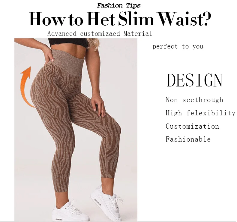 Watercolor Yoga Pants Women Zebra Print Leggings Sexy Push Up Kawaii Yoga Sport Legging Seamless Pattern Workout Leggins