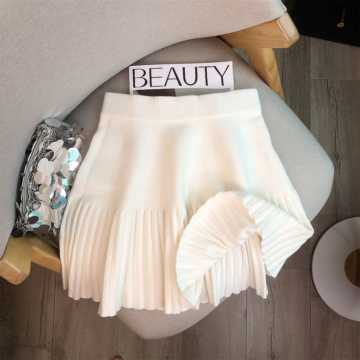 

Юбка женская трикотажная с завышенной талией, приталенная, А-силуэт, для повседневной носки, осень-зима, цвет Thiened