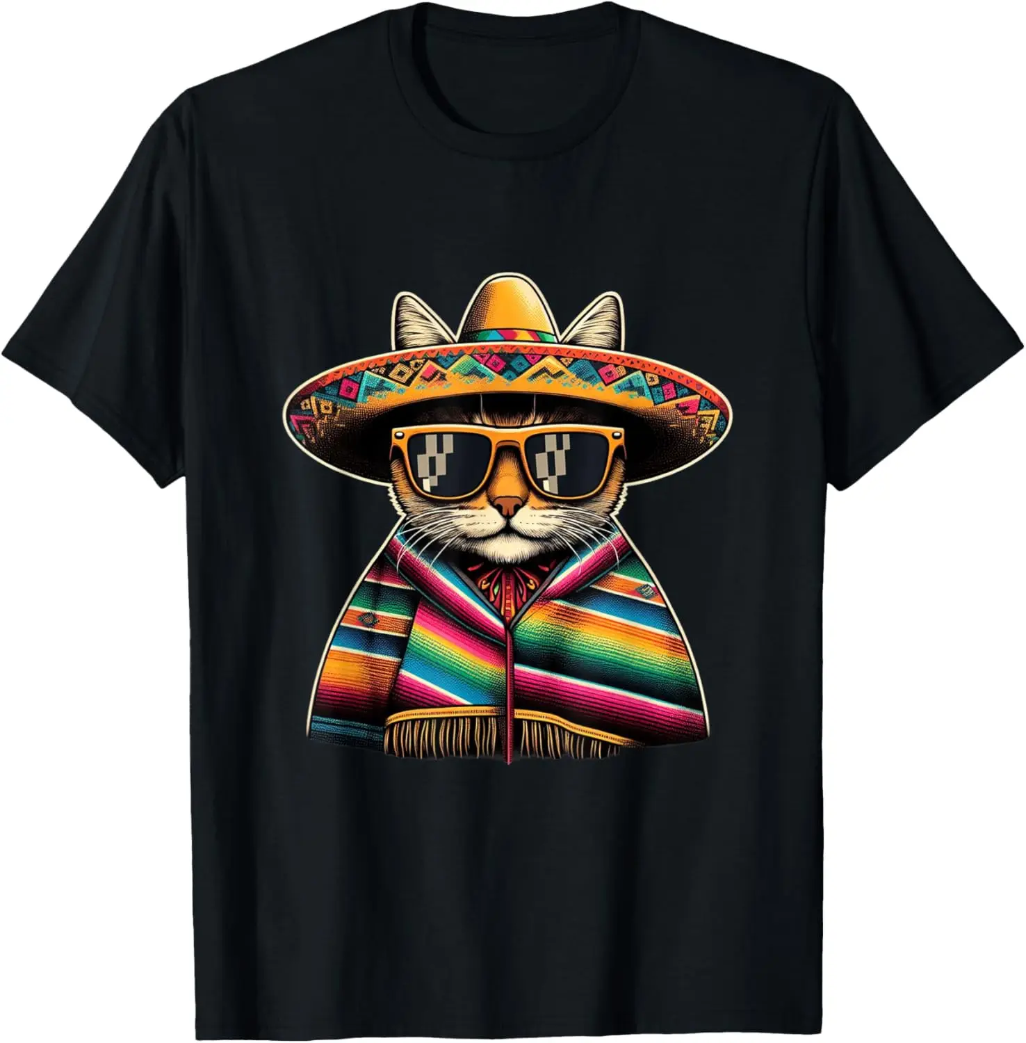 Cat Cinco de Mayo Poncho Mexican fiesta for Men Sombrero T-Shirt