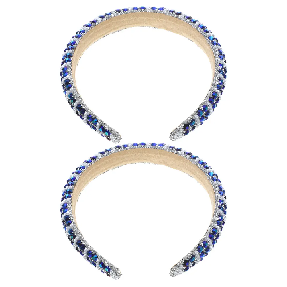 

2pcs Headbands Hair Accessories Girls Women Crystal Diamond Comfort Pearl Sponge Non Slip Secure Fit Fashion Design Jeweled