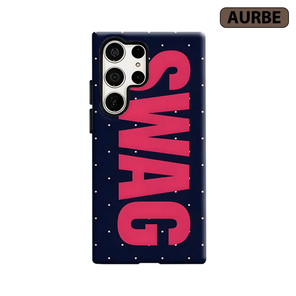 Vertical SWAG Letter Phone Case For Samsung Galaxy S26 S25 S24 S23 Ultra Plus HD Hard Double Layer Film Cover