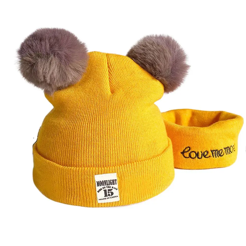 

Кепка на осень-зиму, защита ушей для младенцев, ветрозащитные зимние шапки, комплект шарфов, кепка для мальчиков и девочек, вязаная шапка для младенцев, милая шапка-бини