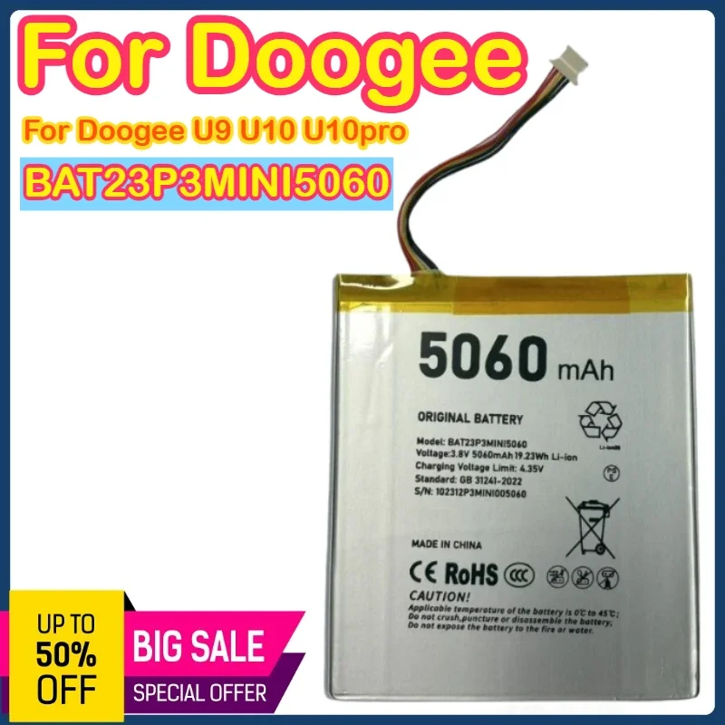 

BAT23P3MINI5060 5060mah 3.8V For Doogee U9 U10 U10pro Tablet Battery 5060Mah Reliable Replacement BAT23P3MINI5060