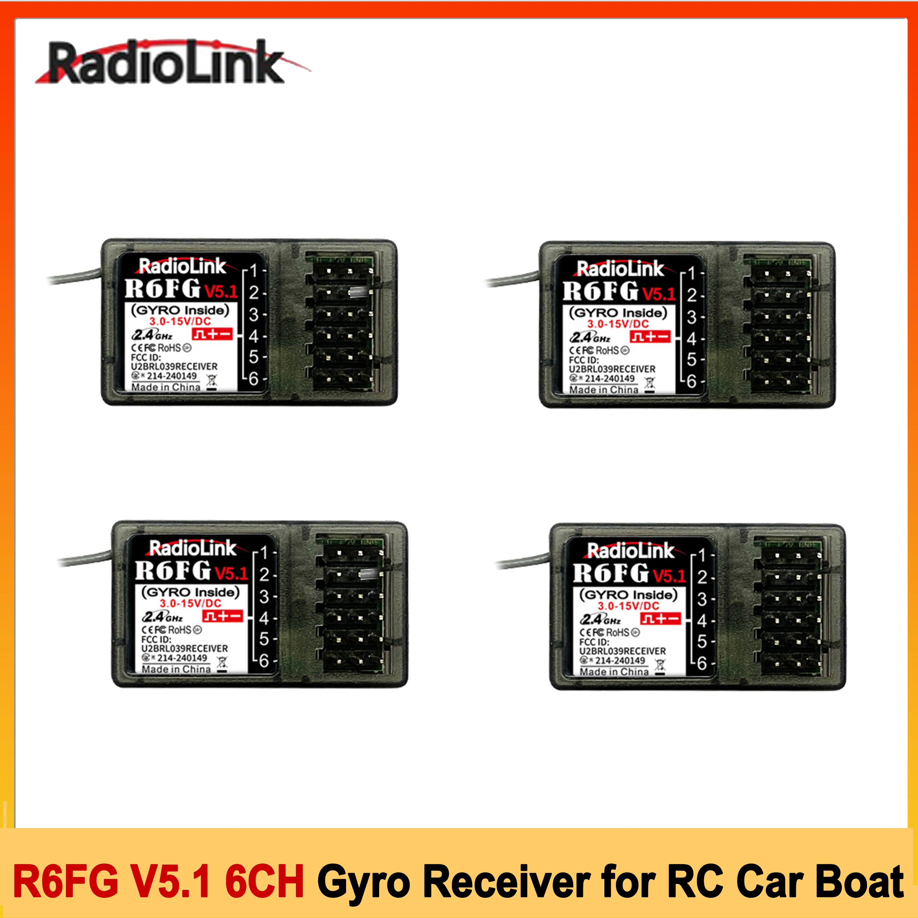 

RadioLink 6CH R6FG V5.1 Gyro Receiver 2.4G Radio System for RC Car Boat RC4GS V2 RC6GS V2 Transmitter Remote Controller Parts