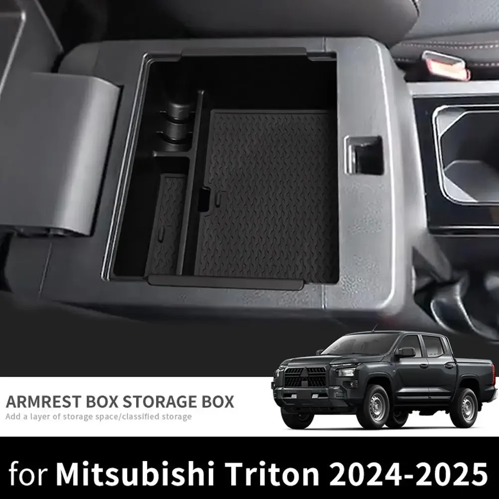 Para mitsubishi l200/triton 2024-2025 acessórios caixa de armazenamento de apoio de braço centro do carro caixa de armazenamento console organizador bandeja