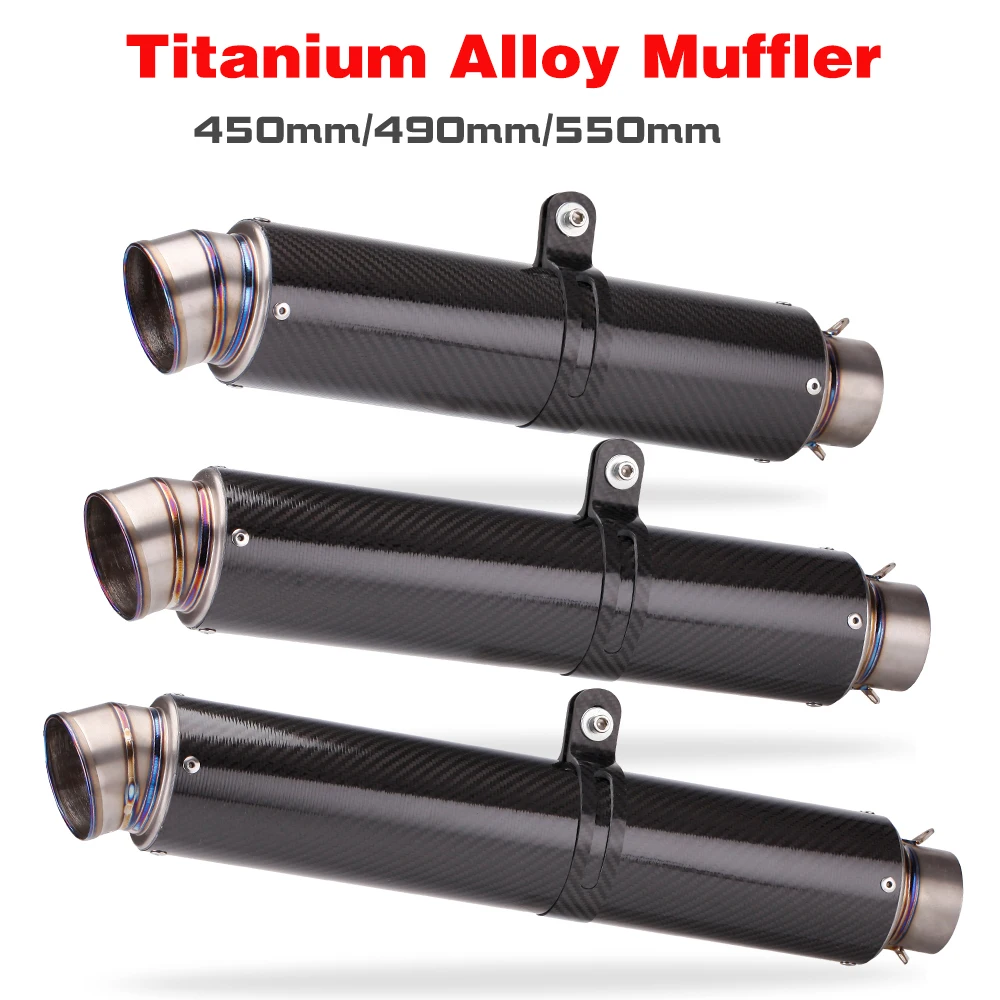Escapamento de Moto em Liga de Titânio, Silenciador Universal para Tmax155, XMAX, GSX250, R6, R15, R1, R3, MT07, 450MM, 490MM, 550MM
