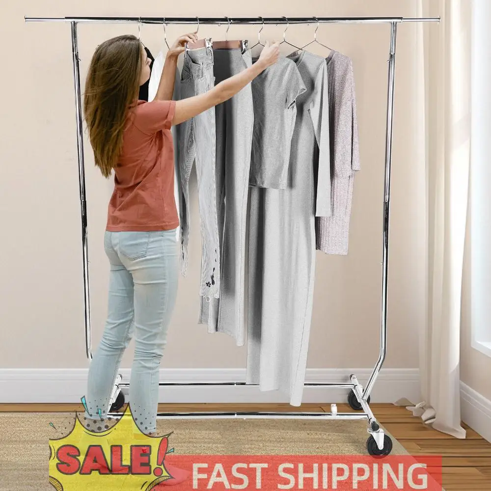 

Регулируемая вешалка для одежды на колесиках с прочными колесами, вешалка для одежды, стоячая вешалка для одежды на колесиках для спальни, прачечной, гостиной