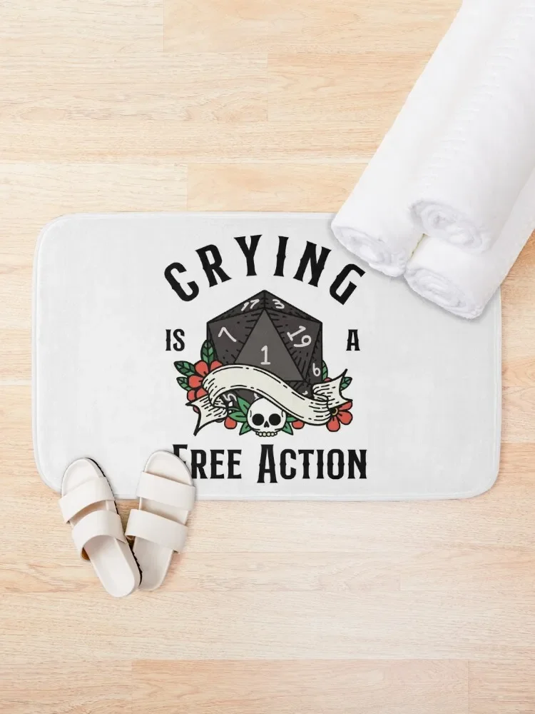 DND RPG Funny Critical failure: Crying is a free action, Natural one D20 dice. Bath Mat Non-Slip Bathroom Bathroom Rug Set Mat