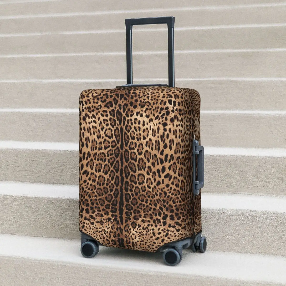 غطاء حقيبة من الجلد بطبعة الفهد، أغطية حماية مرنة لأمتعة السفر مقاس 18-32 بوصة #6