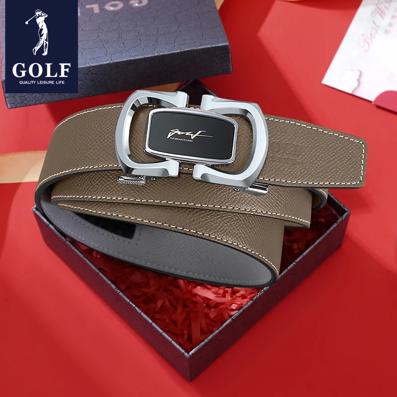 GOLF New Men's Belt Made of Genuine Leather, Fashionable Automatic Buckle, Young People's Summer Business Pants Belt Trendy