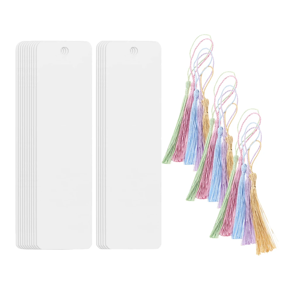 15Pcs Blank Clear Acrylic Bookmarks Rectangle Craft Transparent Acrylic Book Markers With Small Bookmark Colorful Tassels