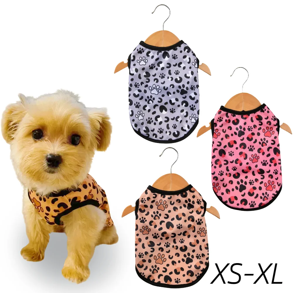 Dog Summer Clothes Small Medium Dogs Leopard Print Breathable Pet Mesh Clothing Puppy Vest Soft T-shirt Pets XS-XL Chihuahua Pug
