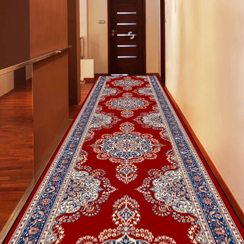 

retro Long Corridor Carpet Luxury Decoration Home Hallway Rug Non-slip Washable Stair Passageway Runner Foot Mat Customizable