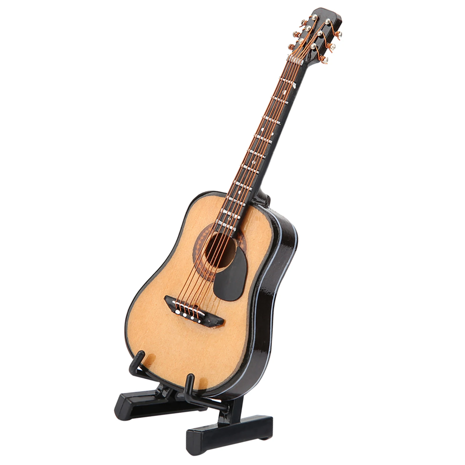 10cm 16cm Miniature Guitar Model Display Wooden Musical Instrument Ornaments Craft with Stand Case Home Desktop Decoration